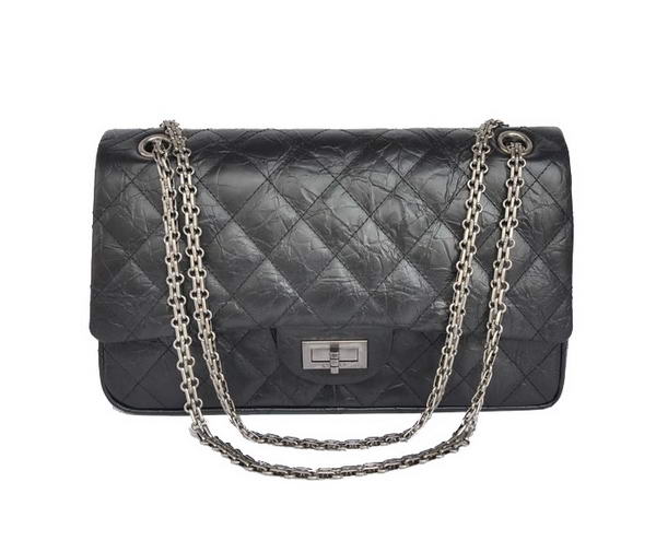 AAA Chanel Classic Falp Bag Black Glazed Crackled Leather A28668 Black Knockoff